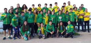 Componentes del Club Piragüismo Tartessos en el Campeonato de Andalucía de Piragua Cross.