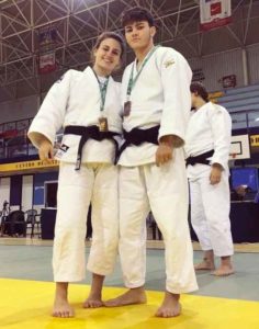 Alba Rojas y Javier Pérez, deportistas del TSV Judo Huelva, cerca de lograr medalla en el Nacional Júnior. / Foto: @JudoHuelva1.