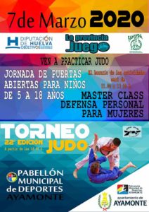 Cartel de las diversas actividades relacionadas con el judo que tendrá lugar en Ayamonte.