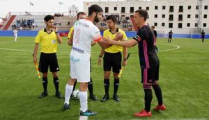 Prolegómenos del partido La Palma-Atlético Onubense, imagen que podía repetirse en Tercera en la próxima campaña. / Foto: Antonio Alcalde.