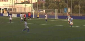 Los jugadores condales celebran el tanto obtenido por Manu Torres, de penalti. / Foto: Captura RFAF TV.