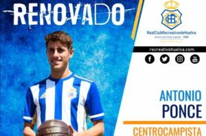 Antonio Ponce seguirá dos temporadas más en las filas albiazules. / Foto: @recreoficial.