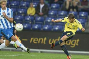 Alexander Szymanowki, en un partido con el Brondby de la Liga de Dinamarca. / Foto: Lars Poulsen.