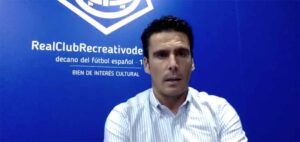 Juan Antonio Zamora, secretario técnico del Recre, durante la rueda de prensa virtual de este miércoles. / Foto: @recreoficial.