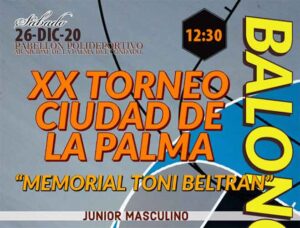 Cartel del Torneo 'Ciudad de La Palma-Memorial Toni Beltrán' de baloncesto que tendrá lugar el sábado 26 de diciembre.