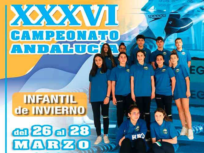 Componentes del Club Natación Huelva en el evento que ha tenido lugar en Málaga.