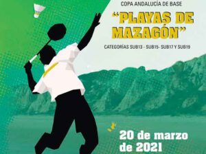 Cartel anunciador del torneo de bádminton que tiene lugar este sábado en Mazagón.