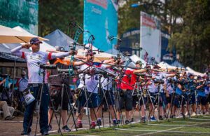 El lepero Miguel Ángel Medina durante el round clasificatorio. / Foto: World Archery.