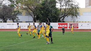 Lay celebra su gol, el segundo del Isla, ante el Puerto Real. / Foto: @islacristinafc.