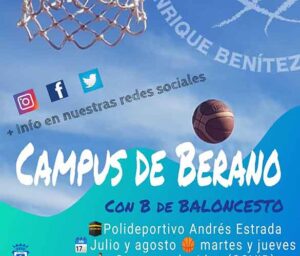 Cartel del campus que organiza el CDB Enrique Benítez durante los meses de julio y agosto.