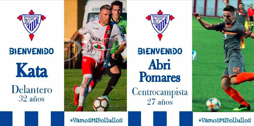 El delantero Kata y el centrocampista Abri Pomares, nuevos jugadores del Bollullos. / Foto: @bollulloscf1933.