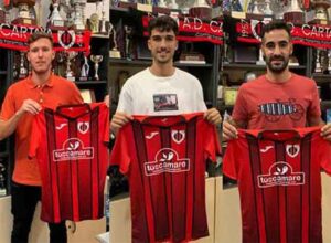 De izquierda a derecha, Joao Lobo, Carlos Martínez y Francis Ruiz. / Foto: @AD_Cartaya.