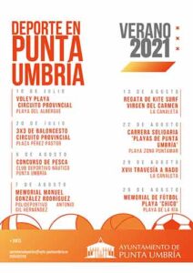 Cartel del programa deportivo de verano en Punta Umbría.