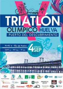 Cartel del V Triatlón 'Huelva, Puerto del Descubrimiento' que tendrá lugar el 4 de septiembre.