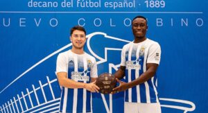 Enric Martínez y Anaba en su presentación como jugadores del Recre. / Foto: @Franlvarez / @recreoficial.