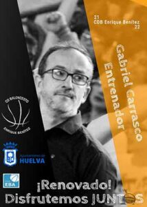 El Huelva Comercio hace oficial la renovación de su entrenador, Gabriel Carrasco. / Foto: @CDB_EBenitez.