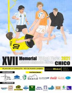 Cartel anunciador del XVII Memorial 'Chico' de Fútbol Playa de este sábado en Punta Umbría.