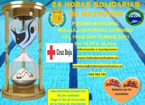 Cartel de Las 24 Horas Solidarias de Natación que se celebrarán este fin de semana en Bollullos.