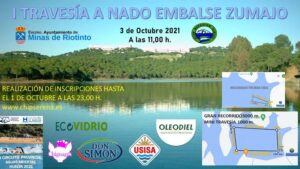 Cartel anunciador de la I Travesía a Nado del Embalse de Zumajo del próximo 3 de octubre.