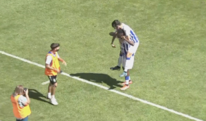 Peter fue el autor del segundo gol del Recreativo. / Foto: Captura imagen Teleonuba.