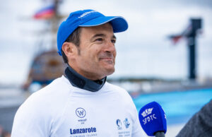 Ricardo Terrades, durante la entrevista en el barco de Prensa al término de la competición. / Foto: Kristina Ryaguzova / Sailing Champions League.