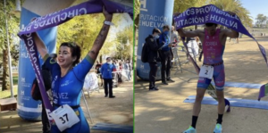 María del Pilar Gálvez y Sergio Correa vencieron en el VII Duatlón Cros 'Dolmen de Soto'. / Foto: @FedAndaluzadTri.