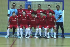 Componentes del Smurfit Kappa, que tras ganar al Alchoyano es el líder de su grupo en la 3ª División de fútbol sala. / Foto: @LaPalmaFS.