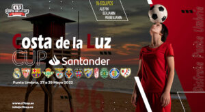 Cartel anunciador de la 'Costa de la Luz Cup Santander' que tendrá lugar en Punta Umbría del 27 al 29 de mayo.