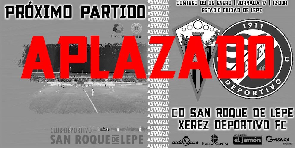 El partido San Roque-Xerez DFC, aplazado de manera oficial. / Foto: @SanRoqueLepe.