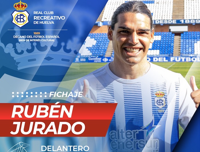 El delantero Rubén Jurado, nuevo jugador del Recreativo de Huelva. / Foto: @recreoficial.