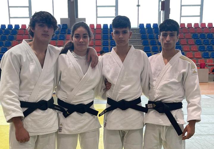 Los cuatro medallistas del Huelva TSV Judo en la Copa de España Cadete. / Foto: @JudoHuelva1.