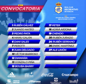 Convocatoria del Recre para el partido del domingo ante el Tomares. / Foto: @recreoficial.