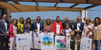Un momento de la presentación en Ayamonte de prueba del Circuito Nacional Andalucía Equality Golf Cup 2022 que tendrá lugar este sábado.