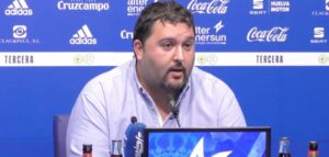 Dani Alejo, director deportivo del Recre, durante la rueda de prensa del jueves. / Foto: Captura imagen recre.org.