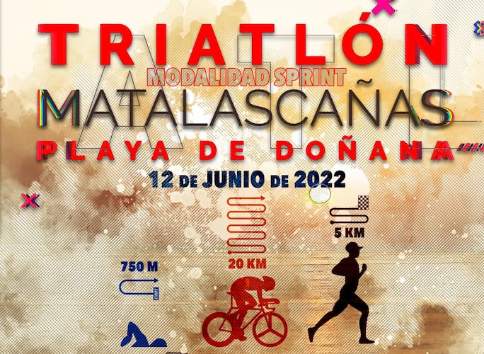 Cartel anunciador del II Triatlón de Matalascañas 'Playa de Doñana' de este domingo.