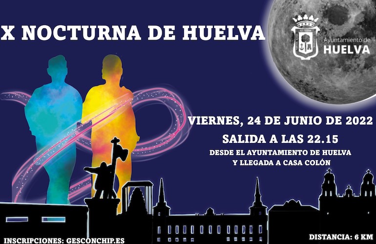 Cartel anunciador de la X Carrera Nocturna de Huelva que se celebrará este próximo viernes.