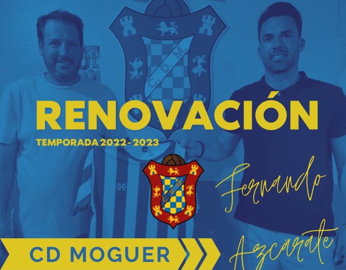 El CD Moguer ha hecho oficial que Fernando Azcárate seguirá una temporada más como técnico del primer equipo. / Foto: @moguerCD.