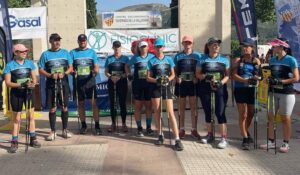 Algunos de los representantes del CD Multideporte Huelva en el Campeonato de España de Marcha Nórdica celebrado en Valencia.