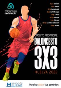 Cartel anunciador del Circuito Provincial 3x3 de baloncesto de la Diputación Provincial.