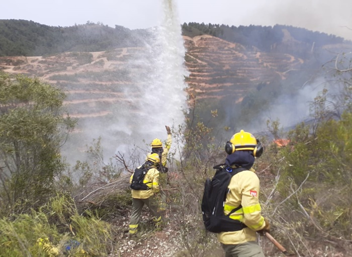 incendio forestal declarado en Almonaster