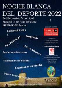 Cartel anunciador de la Noche Blanca del Deporte en Aracena.