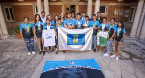 Un momento de la recepción en el Ayuntamiento a los componentes del CD Multideporte Huelva.