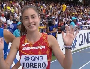 María Forero, momentos antes de comenzar la prueba en Cali. / Foto: Captura imagen Teledeporte.