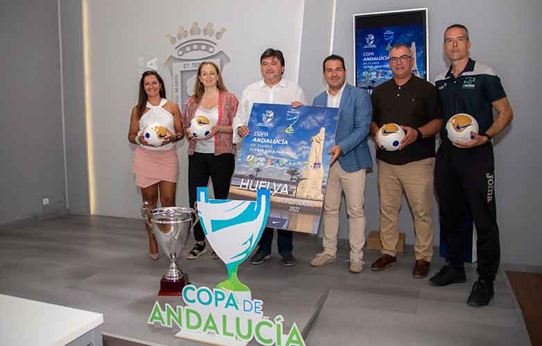 Un momento de la presentación de la Copa de Andalucía de Clubes de Fútbol Sala Femenino que tendrá lugar en Huelva del 9 al 11 de septiembre.