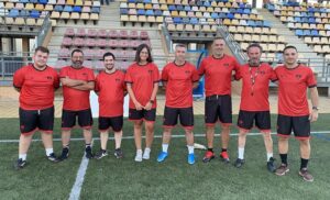 Cuerpo técnico del Ayamonte con Jaime Díaz al frente. / Foto: @ayamonte_cf.