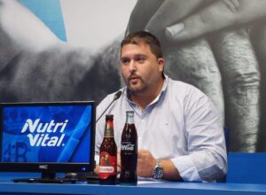 Dani Alejo, director deportivo del Recre, durante su comparecencia ante los medios este martes. / Foto: G. N.