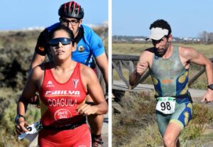 Gionella Coaguila y Samuel Migueles fueron los ganadores Absoluto del VIII Triatlón Isla Canela. / Fotos: J. L. Rúa.