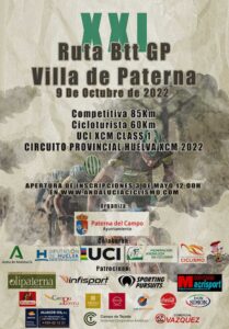 Cartel anunciador de la XXI Ruta Ciclista BTT Gran Premio Villa de Paterna del próximo 9 de octubre.