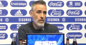 Abel Gómez, entrenador del Recre, durante la rueda de prensa de este viernes. / Foto: Captura imagen www.recre.org.