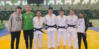 Representantes del Huelva TSV Judo en el Campeonato de Andalucía Absoluto celebrado en La Línea de la Concepción. / Foto: @JudoHuelva1.